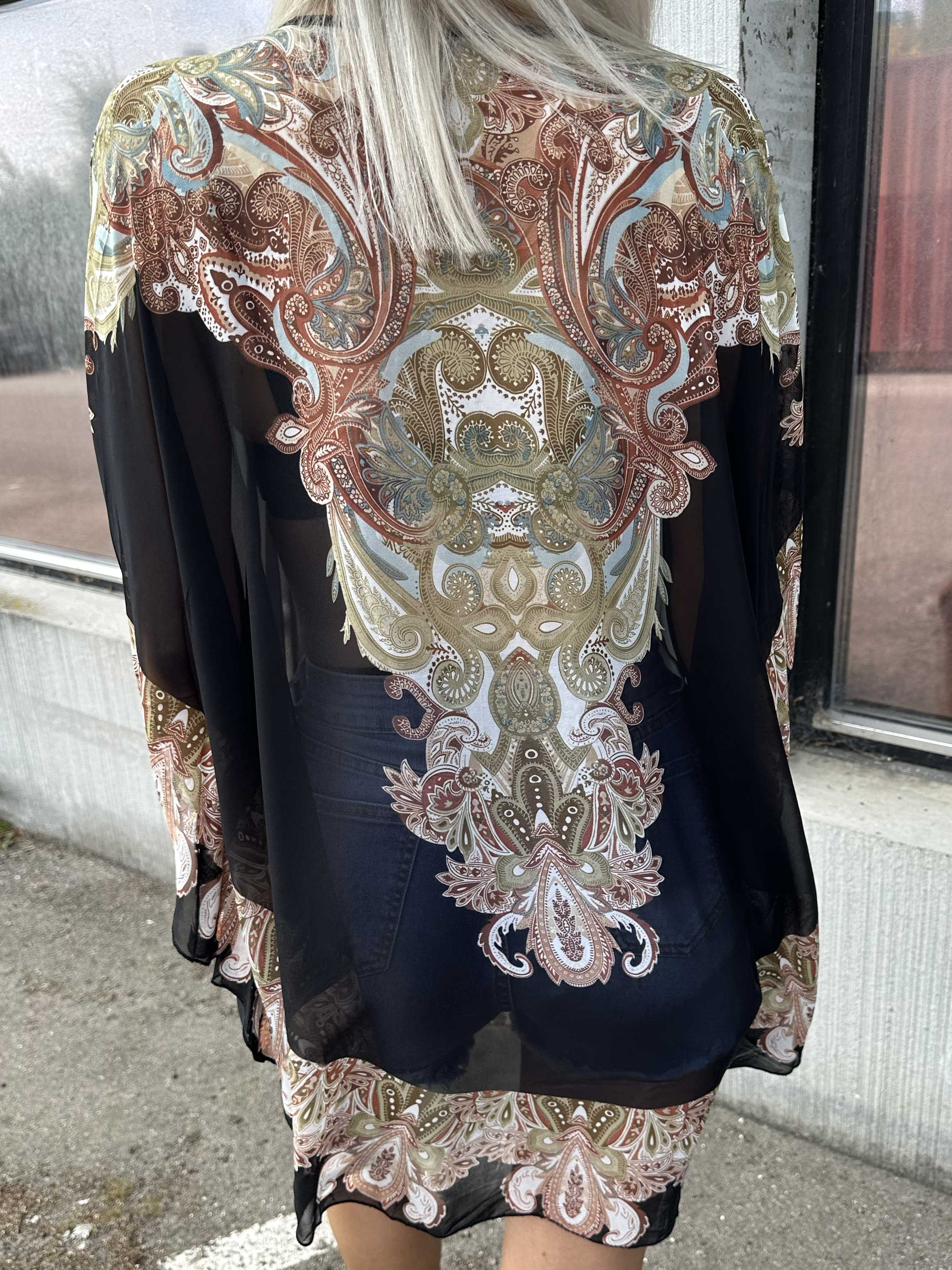 Sigga - Mønstret semi-transparent tunika med similisten